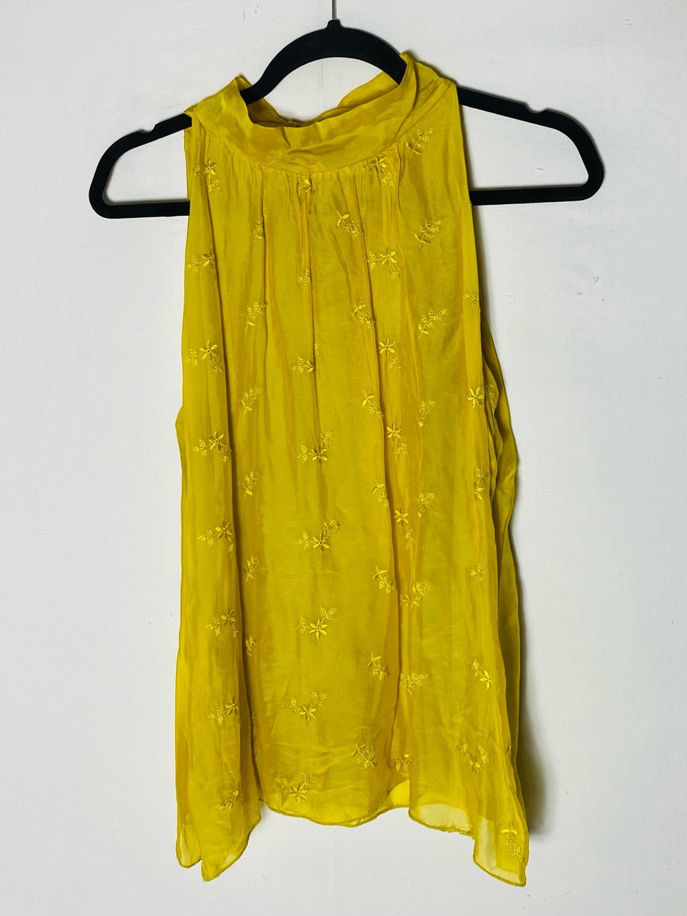 Vanessa Zani Italy SilkBlend Embroidered High Neck Halter Tank Top Blouse S